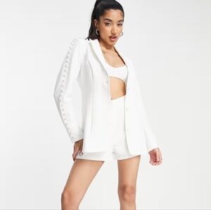 Saint Genies Pearl Trim Blazer Women's Color White Size 4